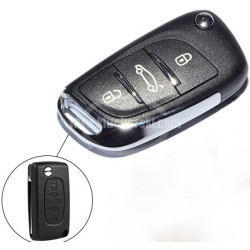 PEUGEOT ЗАМЯНА КОРПУС НА СТАР КЛЮЧ С DS СТИЛ 3 БУТОНА БЕЗ ДЪРЖАЧ ЗА БАТЕРИЯ HU83